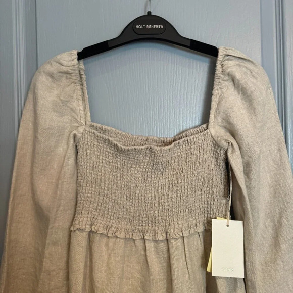 NWT Wilfred Tempest Linen Mini Dress Size XS Natural Ecru Smocked Prairie READ - Picture 9 of 16